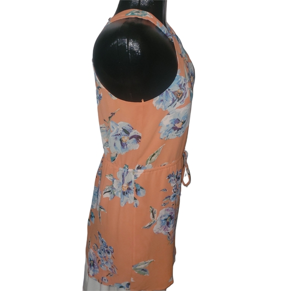 Charles Henry Peach Floral Halter Twist Knot Neckline Dress Size S - Picture 5 of 8